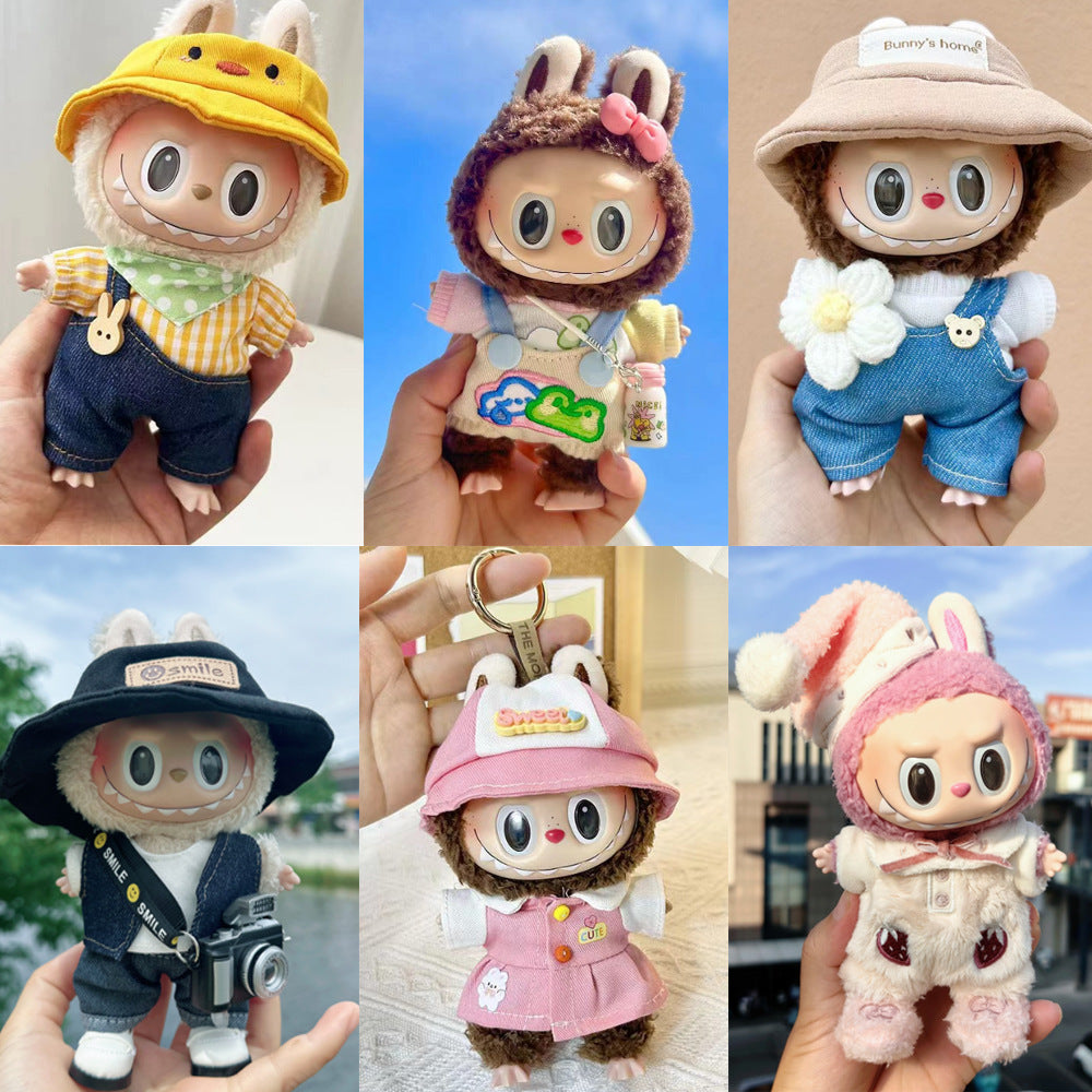 Labubu Keychain Doll Clothes New 15CM Labub Key Holder Doll Clothes Set Accessories Fashion
