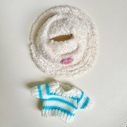 Labubu Clothing Second Generation Keychain Pendant Labubu Sitting Party White and Green Striped Sweater Set