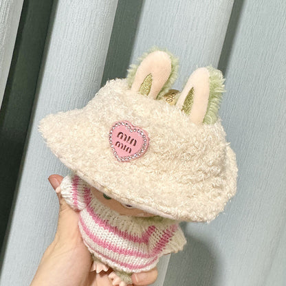Labubu Clothing Second Generation Keychain Pendant Labubu Sitting Party White and Green Striped Sweater Set