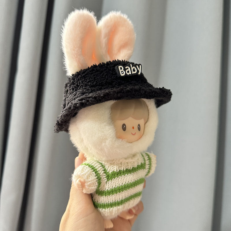 Labubu Clothing Second Generation Keychain Pendant Labubu Sitting Party White and Green Striped Sweater Set