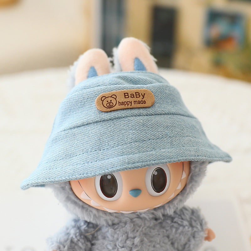 Labubu Sitting Party Doll Clothes Third Generation Cola Vinyl Blind Box Clothes Fisherman Hat Overalls Set