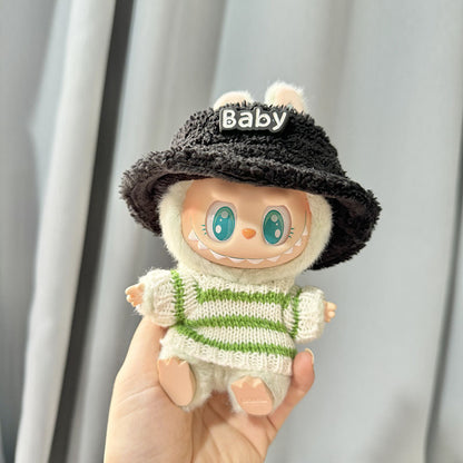 Labubu Clothing Second Generation Keychain Pendant Labubu Sitting Party White and Green Striped Sweater Set