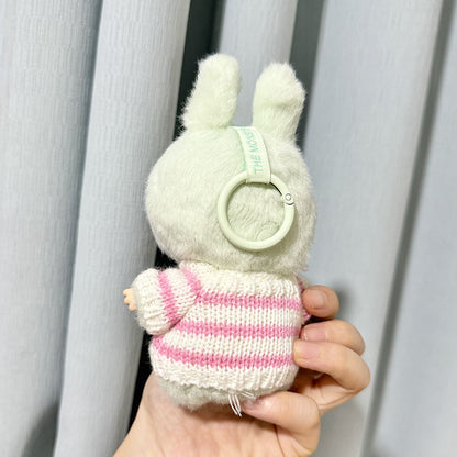 Labubu Clothing Second Generation Keychain Pendant Labubu Sitting Party White and Green Striped Sweater Set