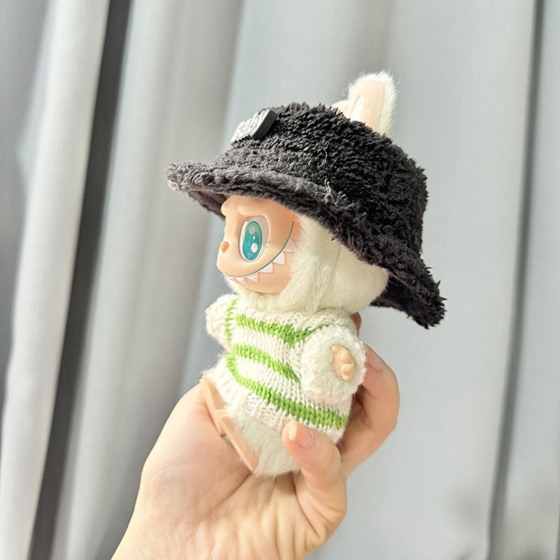 Labubu Clothing Second Generation Keychain Pendant Labubu Sitting Party White and Green Striped Sweater Set