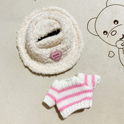 Labubu Clothing Second Generation Keychain Pendant Labubu Sitting Party White and Green Striped Sweater Set