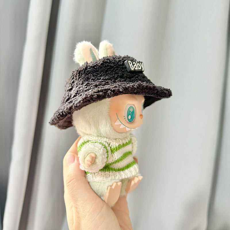 Labubu Clothing Second Generation Keychain Pendant Labubu Sitting Party White and Green Striped Sweater Set