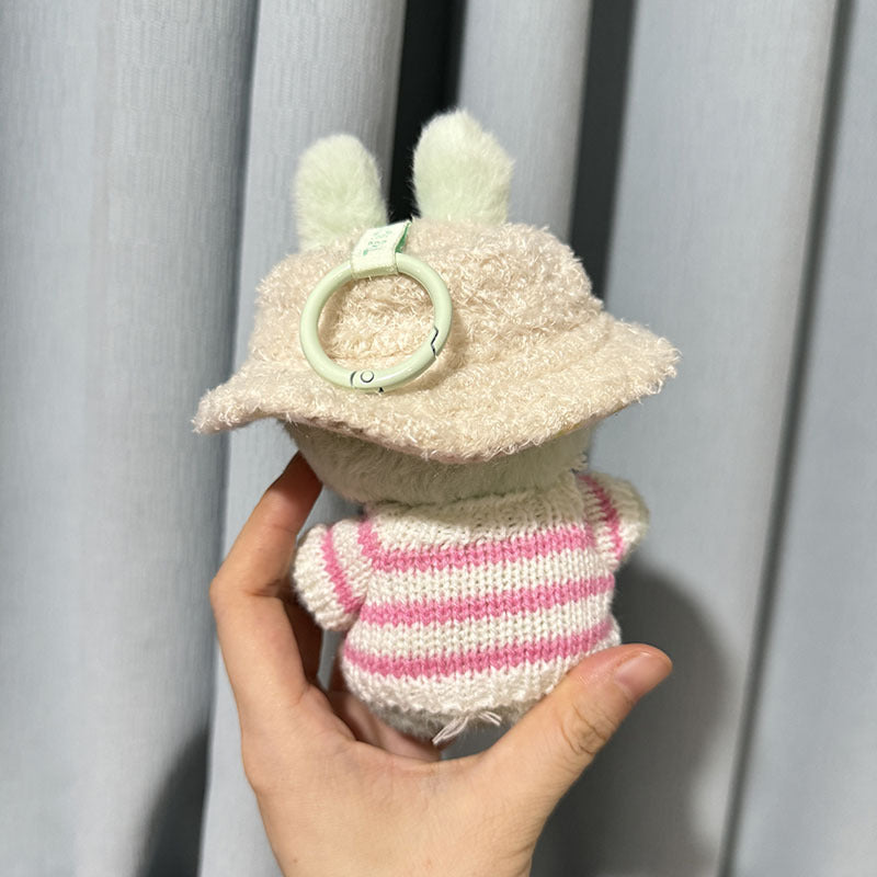 Labubu Clothing Second Generation Keychain Pendant Labubu Sitting Party White and Green Striped Sweater Set