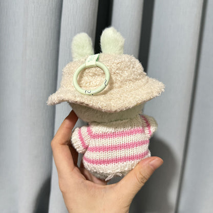 Labubu Clothing Second Generation Keychain Pendant Labubu Sitting Party White and Green Striped Sweater Set