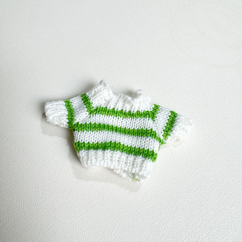 Labubu Clothing Second Generation Keychain Pendant Labubu Sitting Party White and Green Striped Sweater Set
